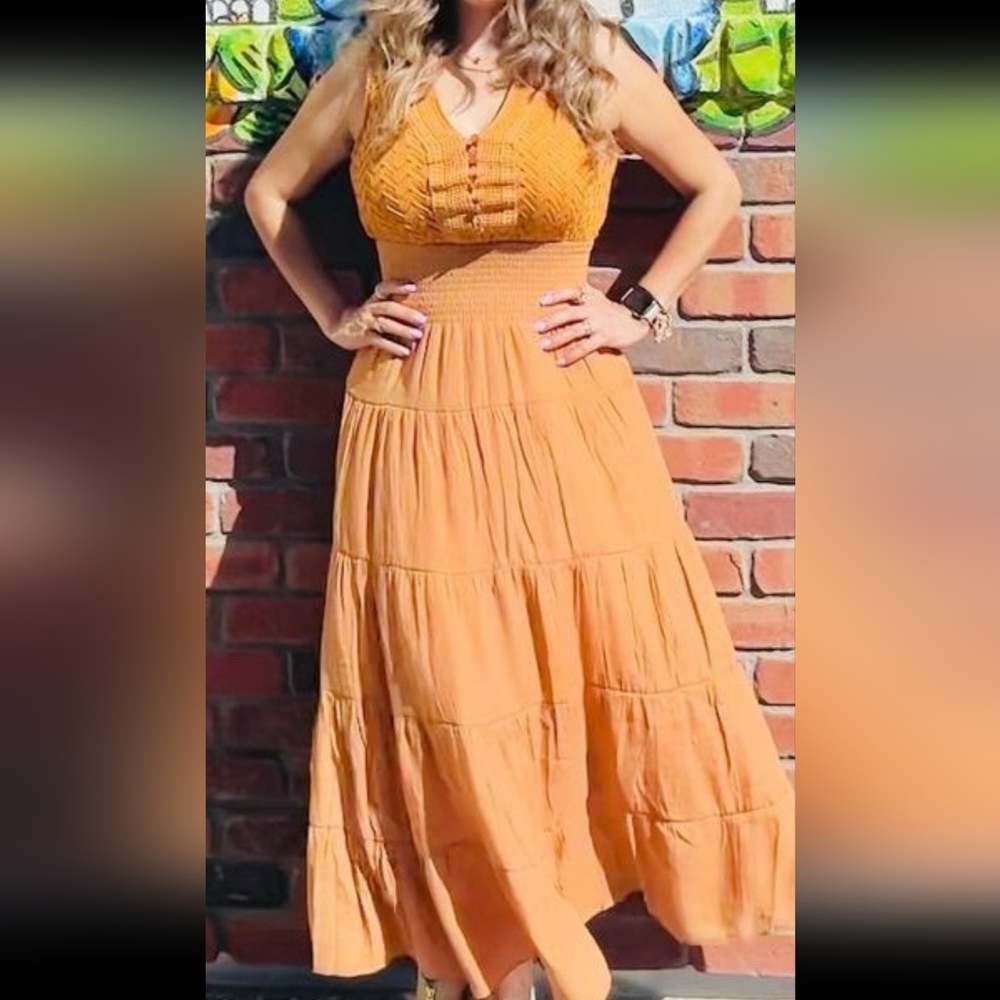 Sleeveless Brown Maxi Dress